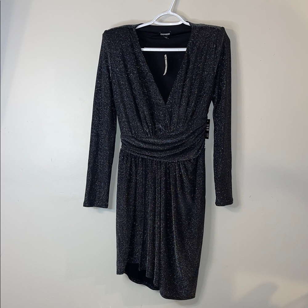 Express Shimmering Black Long Sleeve Dress Size Small NWT #340